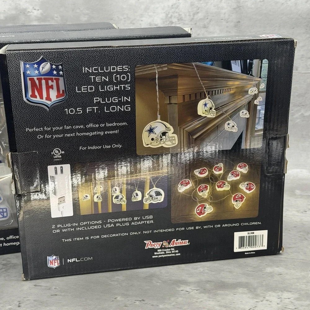 NFL Los Angeles Rams LED Helmet String Lights 10.5 Ft 10 Count Plug-In Lot Of 3